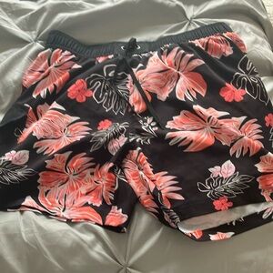 Floral Black and Pink Swim Coverup